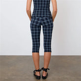 Plaid Ruched Capri Pants
