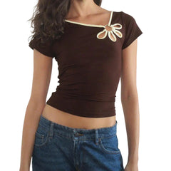 Bordered Flower Hole T-shirt
