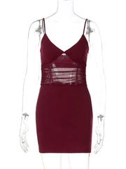 Mesh Spaghetti Strap Bodycon Mini Dress