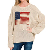 American Flag Crochet Sweater Top