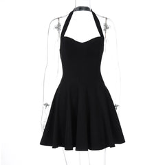 Black Halter Neck A-Line Mini Dress