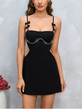 Black Diamonds Spaghetti Strap Cut Out Mini Dress