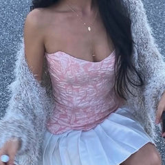 Embroidery Flower Print Corset