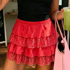 Lace Tiered Mini Skirt
