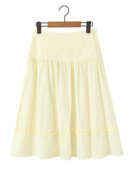 Round Neck Long Sleeve Crop Top And Low Waist Midi A Line Skirt Two Piece Set