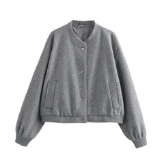 Stand Collar Snap Button Bomber Jacket