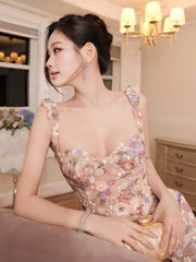 Floral Embroidery Sequins Mini Dress
