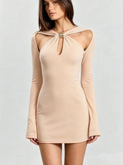 Long Sleeve Keyhole Cutout Bodycon Mini Dress