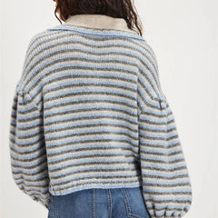 Striped Balloon Sleeve Sweater