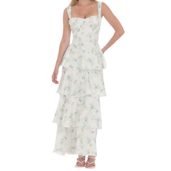 Flower Print Tiered Maxi Dress