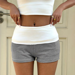 Striped Foldover Waistband Shorts
