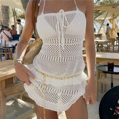 White Tube Strapless Coverup Knitted Mini Dress