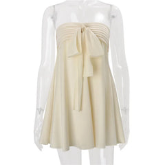 Satin Strapless Bow Tie Mini Dress