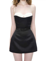 Satin Strapless Bustier Mini Dress