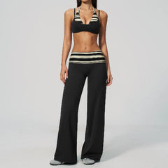 Printed Patchwork Crop Top And Leggings Set