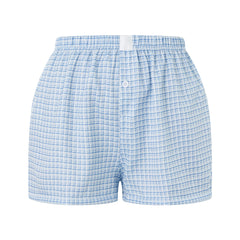 Elastic Waist Striped Plaid Print Shorts - Casual Knit