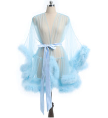 Short Feather Robe Dressing Gown
