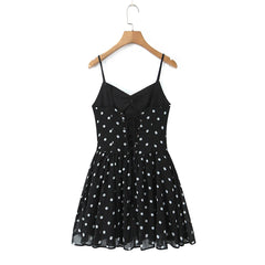 Black Polka Dot 3D Flower Mini Dress