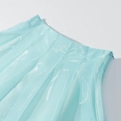 Blue Mesh 3d Floral Tube Top And Skirt Set