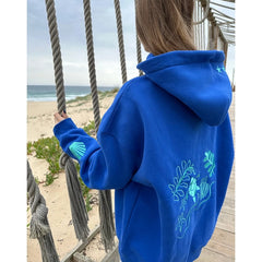 Beach Coral Embroidered Hooded Sweatshirt