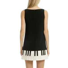 Black Pleated Piano Hem Tank Mini Dress