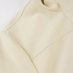 Ribbed Zippered Pocket Long Sleeve Short Panelled Jacket