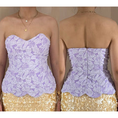 Embroidery Flower Print Corset
