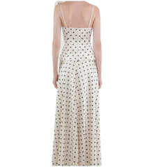 White Polka Dot Sling Top And Long Skirt Set