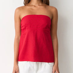 Strapless Peplum Back Tie Up Bandeau Top