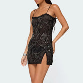 Sequins Embroidery Cami Mini Dress