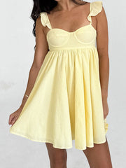 Floral Strap Babydoll Short Dress