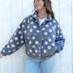 Polka Dot Fuzzy Fleece Jacket