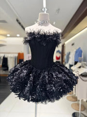 Tulle Strapless Corset 3D Flower Mini Dress