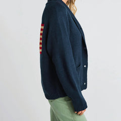 American Flag V-Neck Knit Cardigan