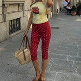 Polka Dot Print Capri Pants
