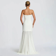 Steapless Mesh Patchwork Maxi Dress With Scarf