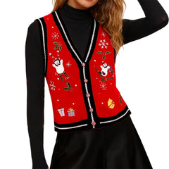 Christmas Embroidery Knit Vest