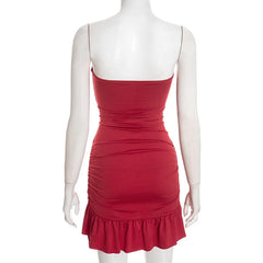 Strapless Ruched Hem Mini Dress