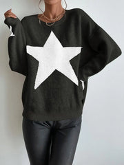 Star Pattern O-Neck Sweater Pullover