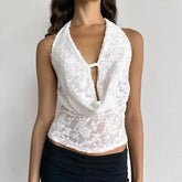 Halter Neck Jacquard Open Top