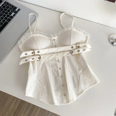 Solid Patchwork Belted Bustier Top