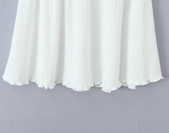 White Ribbed Bow Short Dress
