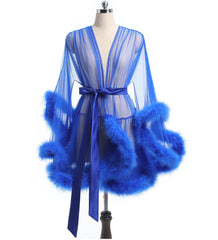 Short Feather Robe Dressing Gown