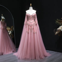 Off-Shoulder Tulle Sequin Flower Petal Embroidered Gown