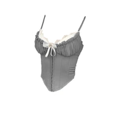 Ruffle Lace Bowknot Buckle Corset Top