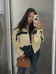 Color Block t Contrast Stripe Zip Up Track Jacket