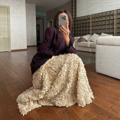 Embroidered Petal Textured Maxi Skirts