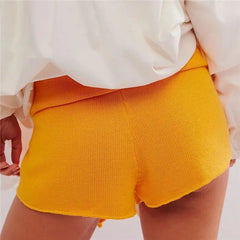 Drawstring Foldover Knitted Shorts