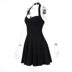 Black Halter Neck A-Line Mini Dress