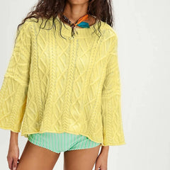 Cable Knit Round Neck Long Sleeve Sweater